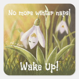 Pegatina Cuadrada Floral de nieve con mano de personalizable