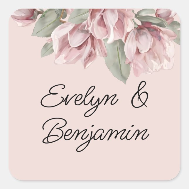 Pegatina Cuadrada Floral Dusty Rosa Rubor (Anverso)