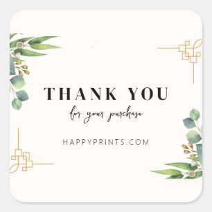 Pegatina Cuadrada Floral Editable Gracias Por Su Pedido