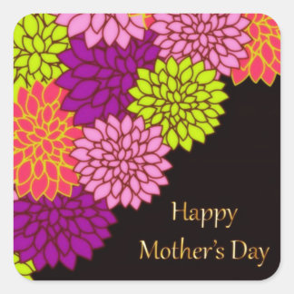 Pegatina Cuadrada Floral Feliz Día de la Madre