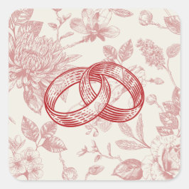 Pegatina Cuadrada Floral floral rica roja francesa