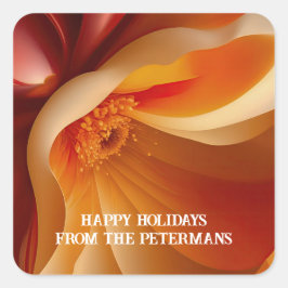 Pegatina Cuadrada Floral flotante en rojo