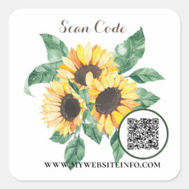 Pegatina Cuadrada Floral girasol Código QR Código Business Square Pe