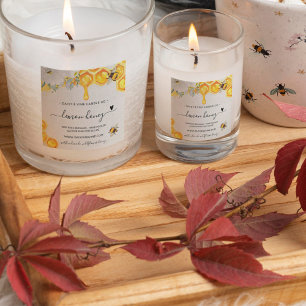 Pegatina Cuadrada Floral Honey Bee   Velas caseras hechas a mano