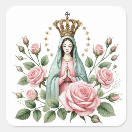 Pegatina Cuadrada Floral Madre religiosa María Rosa