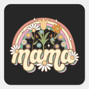 Pegatina Cuadrada Floral Mama