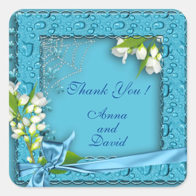 Pegatina Cuadrada Floral moderna de lujo Añadir tu texto (Anverso)