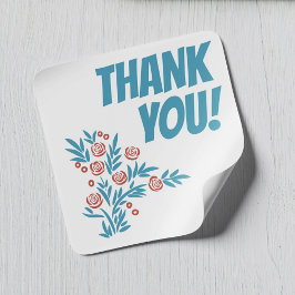 Pegatina Cuadrada Floral roja