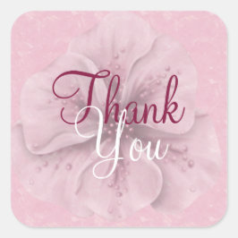 Pegatina Cuadrada Floral rosa gracias