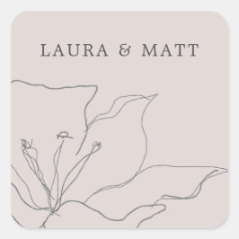 Pegatina Cuadrada Floral rosa Rubor Delicada Moderna