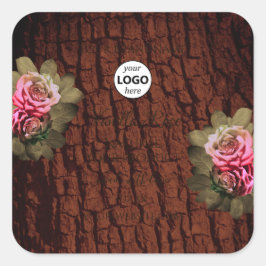 Pegatina Cuadrada Floral Roses rosas rosadas Etiquetas de productos 