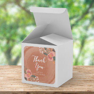 Pegatina Cuadrada Floral Rustic Bridal Shower Gracias Plaza
