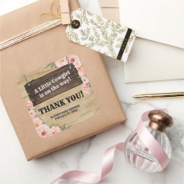 Pegatina Cuadrada Floral Rustic Cowgirl Boots Baby Shower