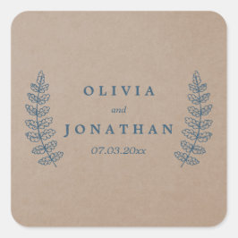 Pegatina Cuadrada Floral rústica | Pegatinas de casamiento de imitac
