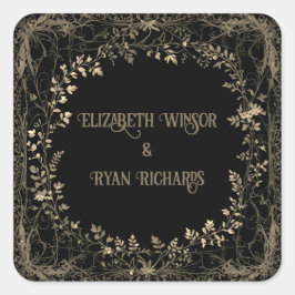 Pegatina Cuadrada Floral Sepia Elegant