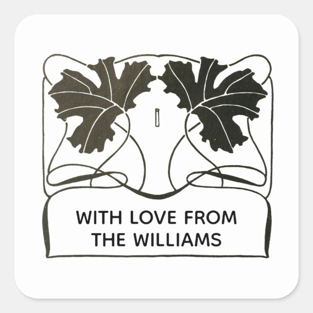 Pegatina Cuadrada Floral simple y personalizada (Anverso)