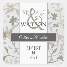 Pegatina Cuadrada Floral Sprigs Bonito Personalizado Inespiritualida