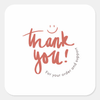 Pegatina Cuadrada Floral Thank You Business Card – Small Business 