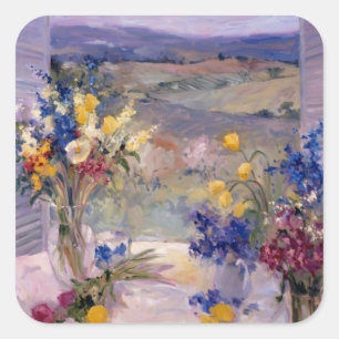 Pegatina Cuadrada Floral toscana