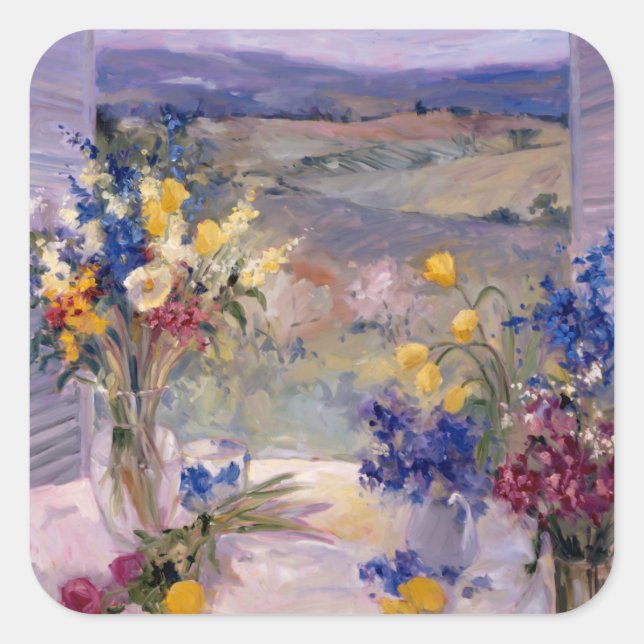 Pegatina Cuadrada Floral toscana (Anverso)