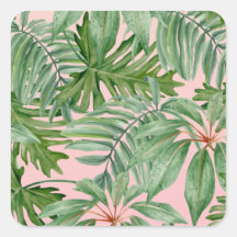 Floral tropical de hojas de palmera rosadas simple