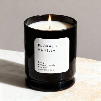 Pegatina Cuadrada Floral Vanilla Custom Candle Label Sticker 