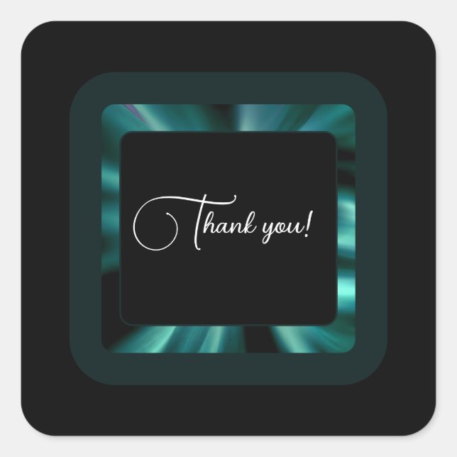 Pegatina Cuadrada Floral verde esmeralda - Diseño de agradecimiento  (Anverso)