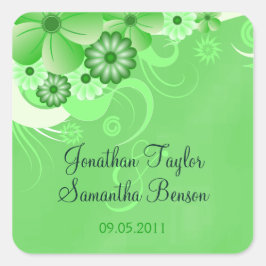 Pegatina Cuadrada Floral Verde Oscura Hibiscus Salva El Favor De La 