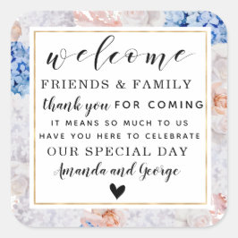 Pegatina Cuadrada Floral Wedding favor personalizado gracias