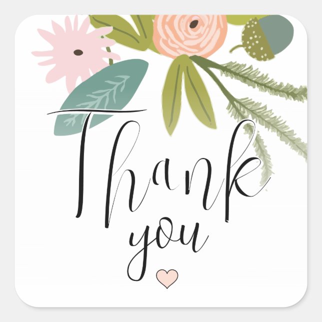 Pegatina Cuadrada Floral y fauna (Anverso)