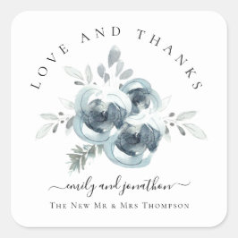 Pegatina Cuadrada Florales festivos modernos gracias a Boda de nombr
