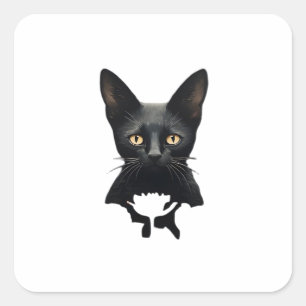 Pegatina Cuadrada Florals Whimsigoth Gótico Style Kitty Y Poppies