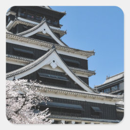 Pegatina Cuadrada Florecimiento De Cerezos En Japón