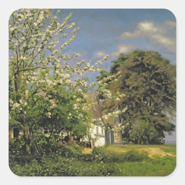Pegatina Cuadrada Florecimiento de primavera, 1908 (Anverso)