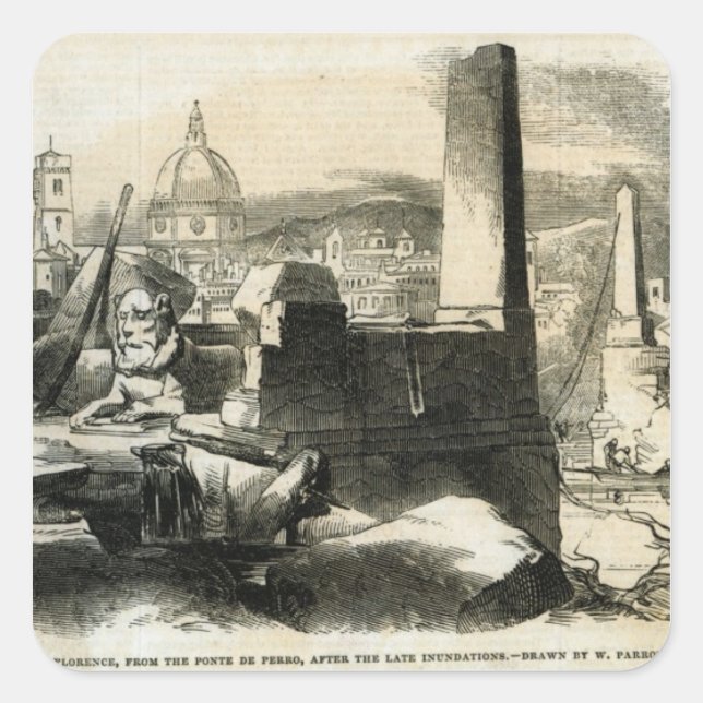 Pegatina Cuadrada Florencia, del Ponte de Perro (Anverso)