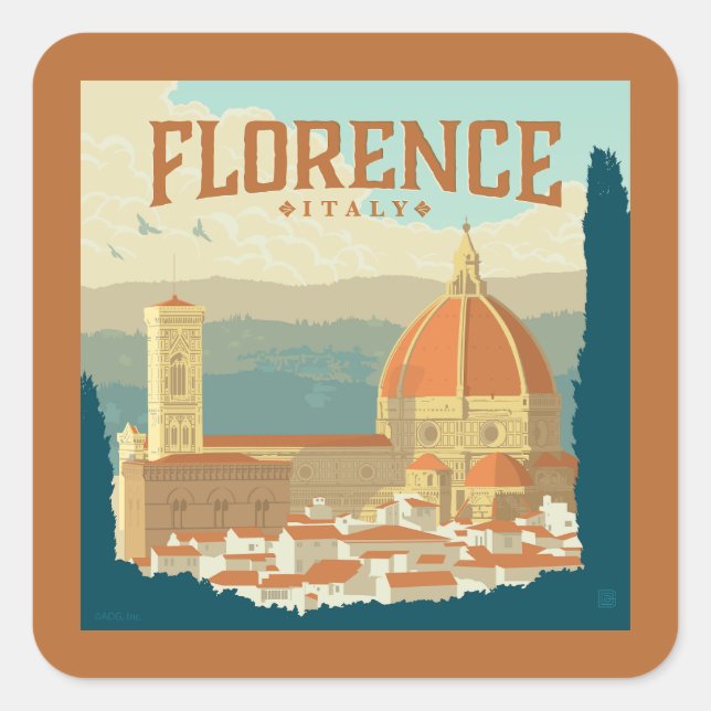 Pegatina Cuadrada Florencia, Italia (Anverso)