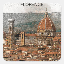 Pegatina Cuadrada Florencia Italia Duomo Viaje