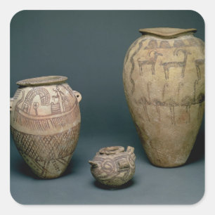 Pegatina Cuadrada Florero adornado con los diversos frisos de