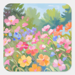 Pegatina Cuadrada Flores