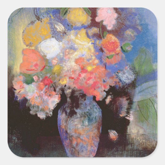 Pegatina Cuadrada Flores (Anverso)