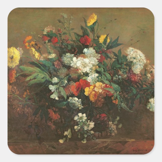 Pegatina Cuadrada Flores (Anverso)