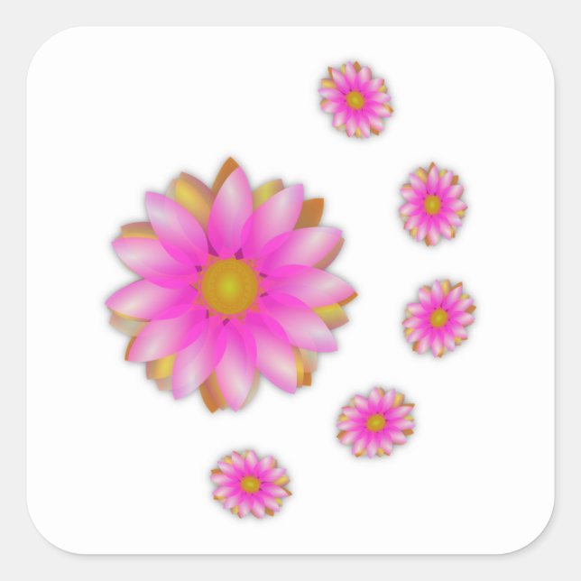 Pegatina Cuadrada Flores (Anverso)
