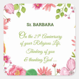 Pegatina Cuadrada Flores acuáticas en el 25° aniversario de la relig