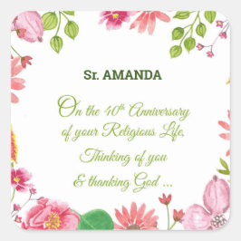 Pegatina Cuadrada Flores acuáticas religiosas en el 40° aniversario 