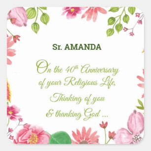 Pegatina Cuadrada Flores acuáticas religiosas en el 40° aniversario