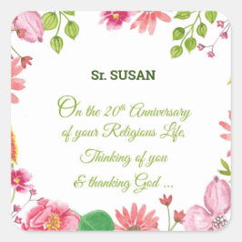 Pegatina Cuadrada Flores acuáticas religiosas Nun 20 años