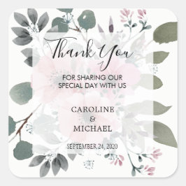 Pegatina Cuadrada Flores acuáticas rusas Gracias boda