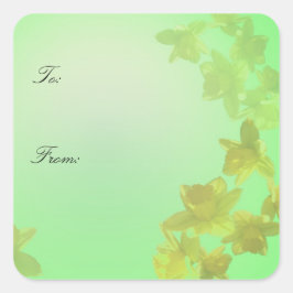 Pegatina Cuadrada Flores adafátiles amarillas pegatinas de regalo de
