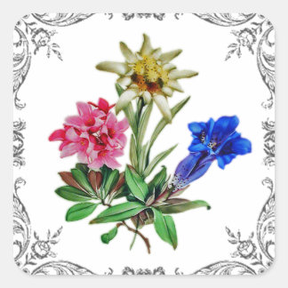 Pegatina Cuadrada Flores alpinas