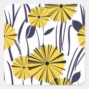 Pegatina Cuadrada Flores amarillas